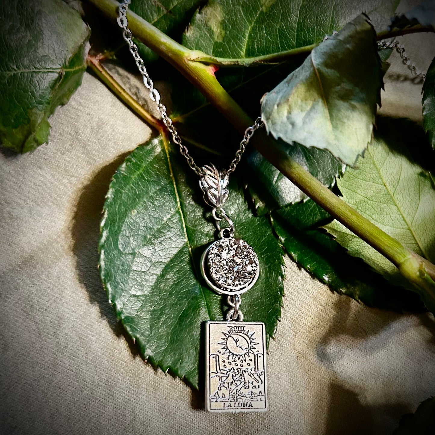 XVIII La Luna Pendant with Leaf