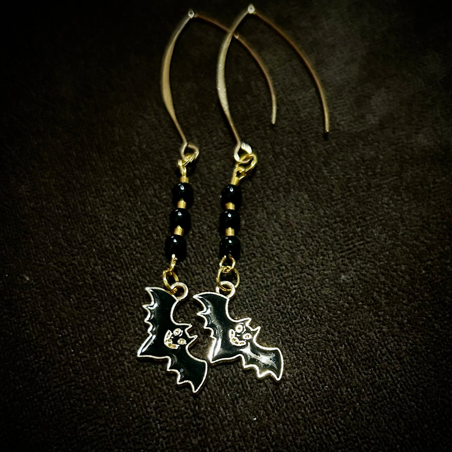 Black Bat Dangle Earrings