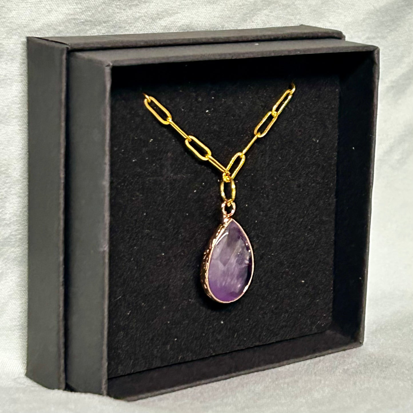 Amethyst Gold Pendant: 16, 18, 20 inch chain