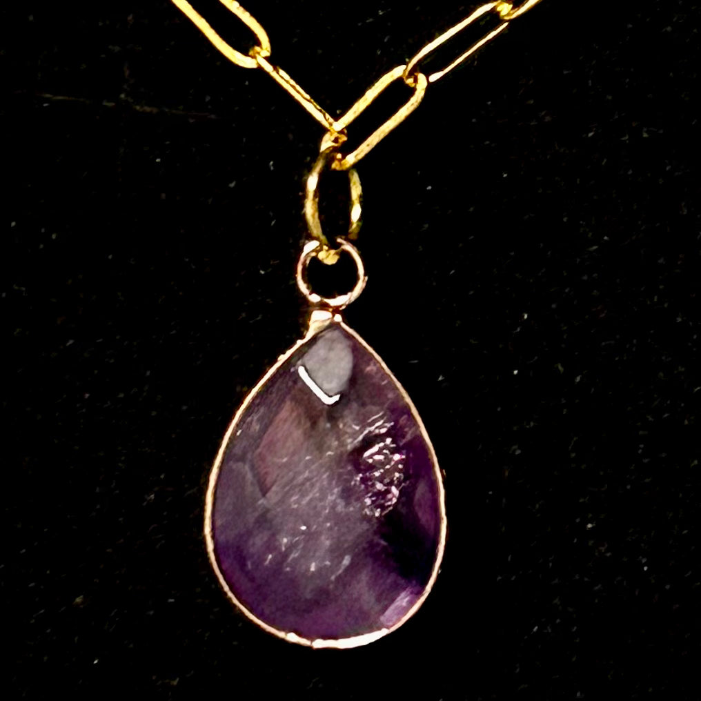 Amethyst Gold Pendant: 16, 18, 20 inch chain