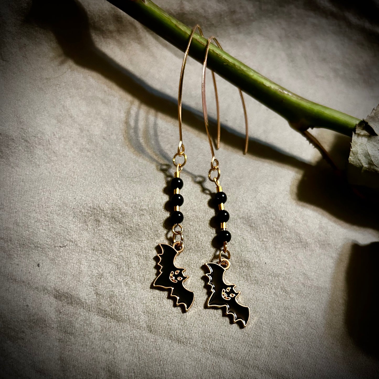 Black Bat Dangle Earrings