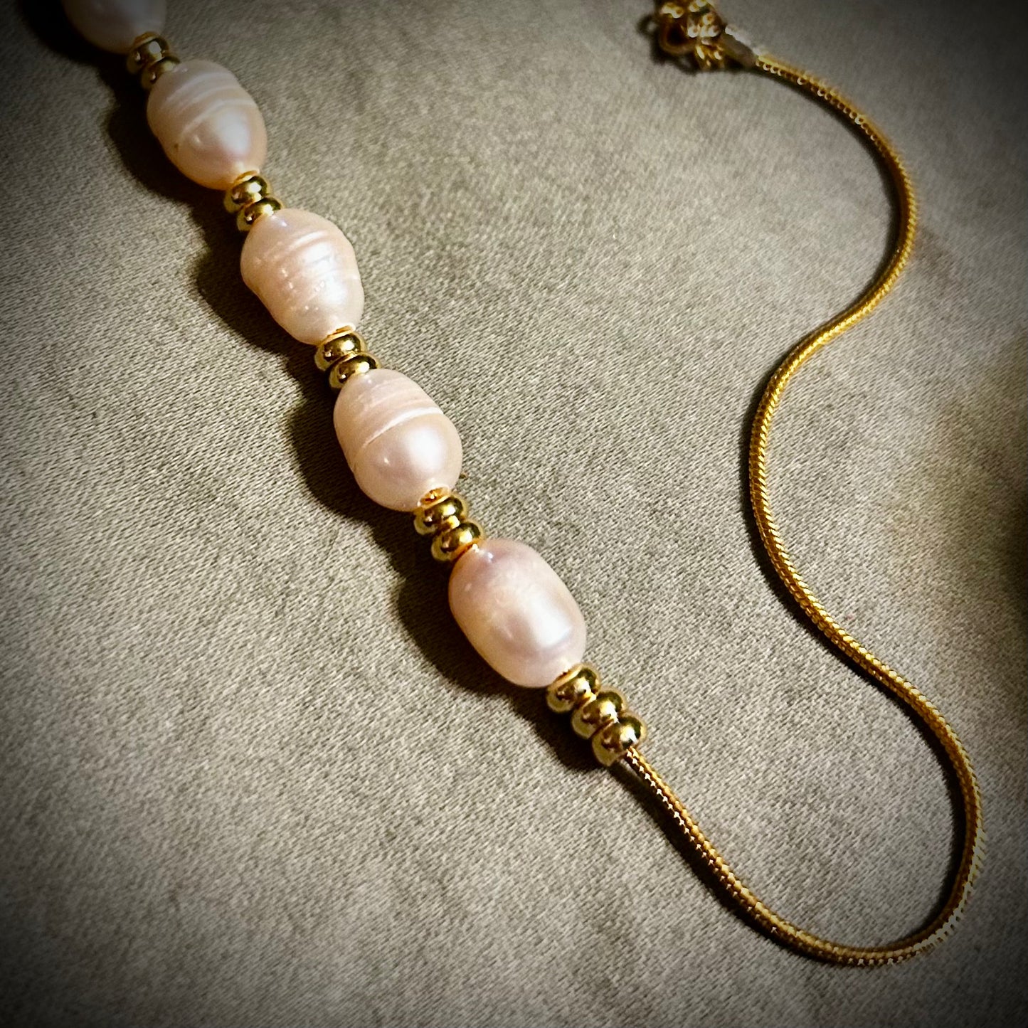 Gold and Pink Pearl Necklace