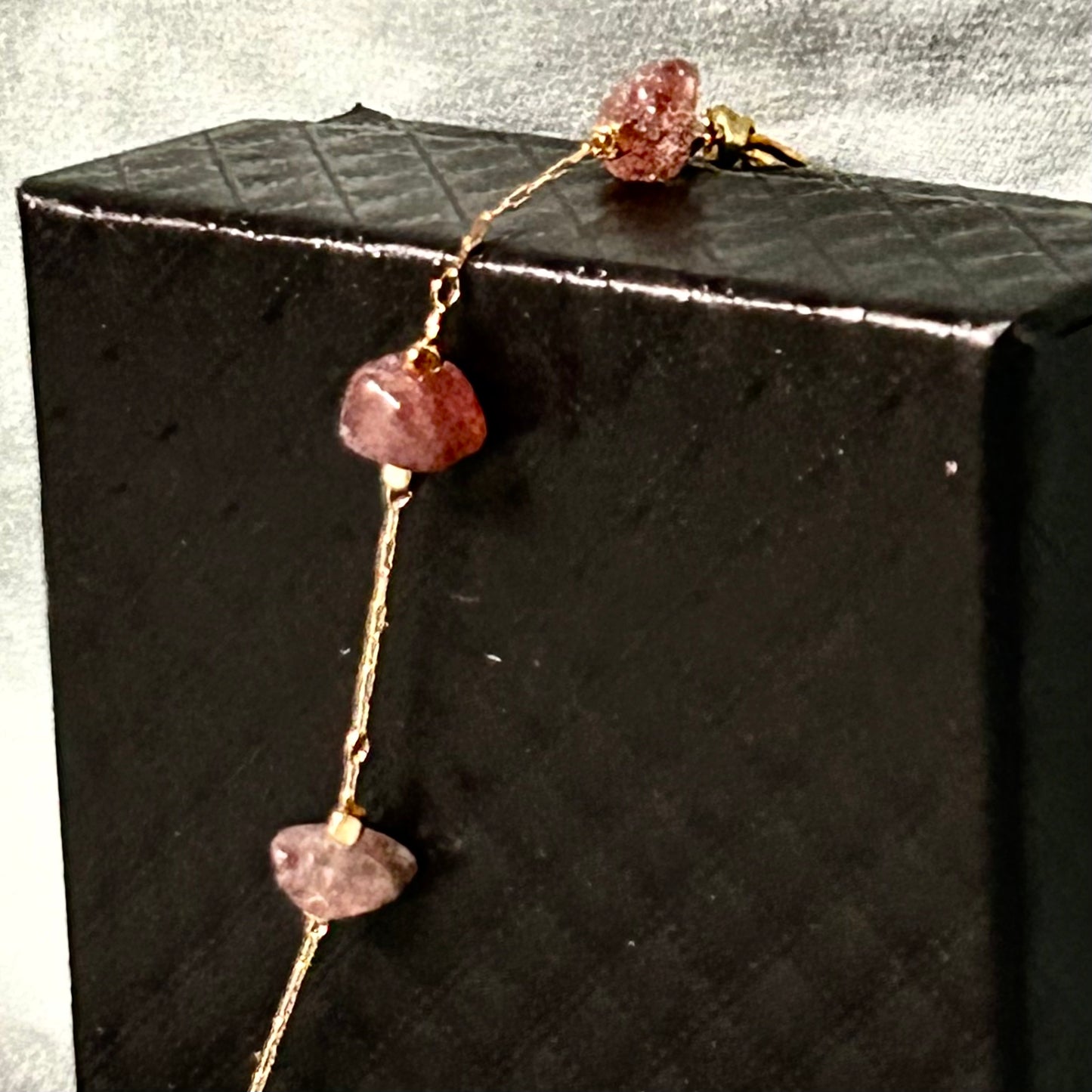 Strawberry Quartz Gold Chain Bracelet