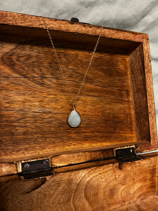 Green Gemstone Pendant on Gold Chain