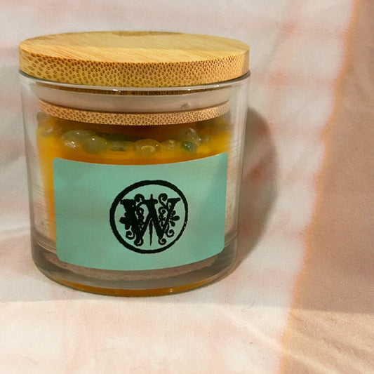 Unscented Candle with Jade Stones